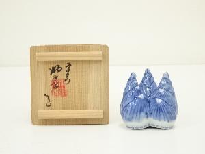 京焼　高野昭阿弥造　染付筍蓋置（共箱）